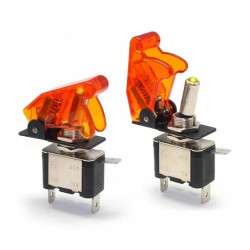 Toggle switch two positions - ON-OFF - 12V/20AMP. IP44 with orange light and missile launcher-type cover