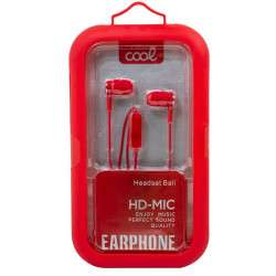3.5 mm COOL Bali Stereo Headphones With Micro Red 