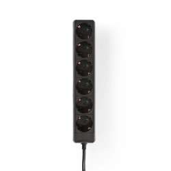 Block of 6 sockets with child protection and 1.5m cable (3G 1.5mm²) - Black