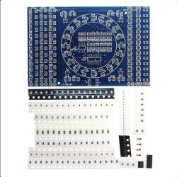 Electronic soldering practice board kit with rotating LED circuit