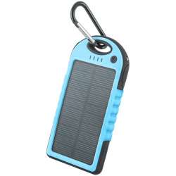 Solar power bank USB 5V 5000mAh (blue) with led flashlight