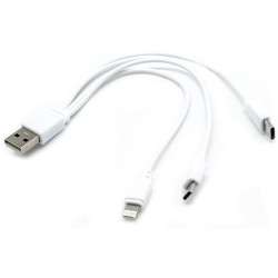 3 in 1 USB Adapter (iPhone / lightning / Micro-USB) - White