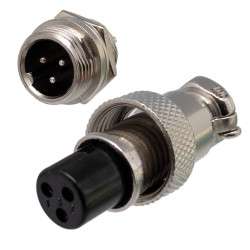 Pair of GX12 / M12 3-pin male and female chassis connectors