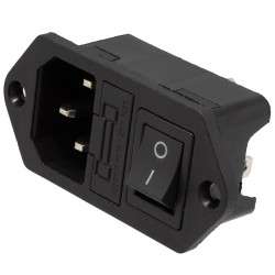 IEC 320 / C14 plug (male) 3pin 10A panel with switch + fuse