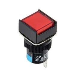24VDC push button, 16mm, square with red light - LA16F