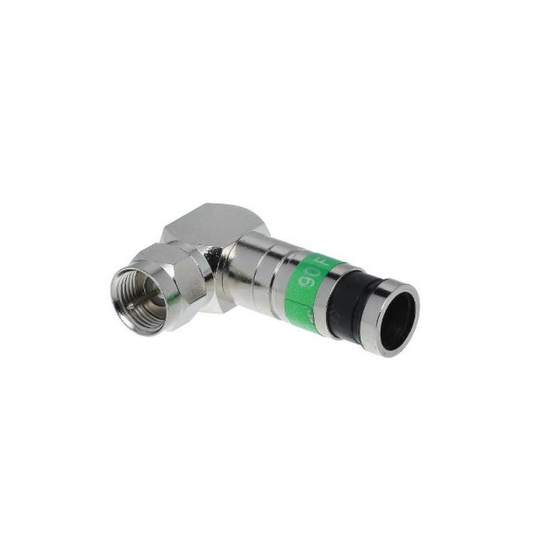 Compression F connector for cable RG6 Ø8.5mm - 90º