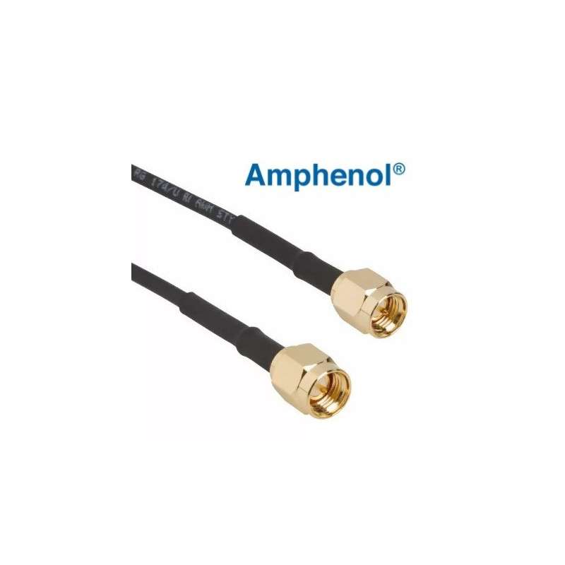 Cable SMA male / male RG174/U, 50 ohm, 9.84 ", 250 mm, Black - AMPHENOL