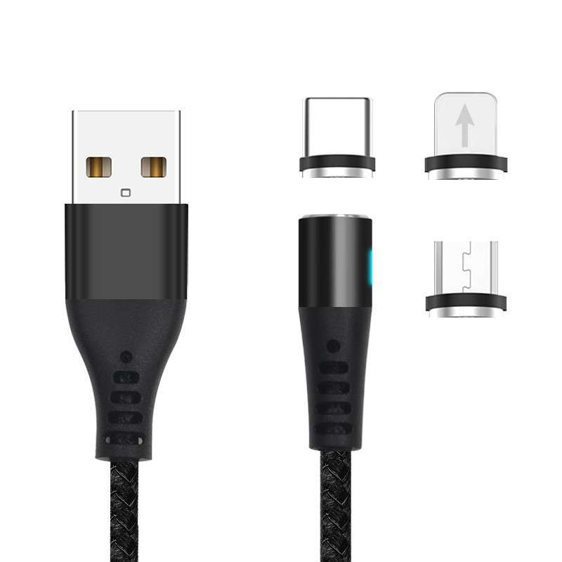 Magnetic USB Cable 3-in-1 Lightning + USB-C + micro-USB - 2A Fast Charge - Maxlife MXUC-02