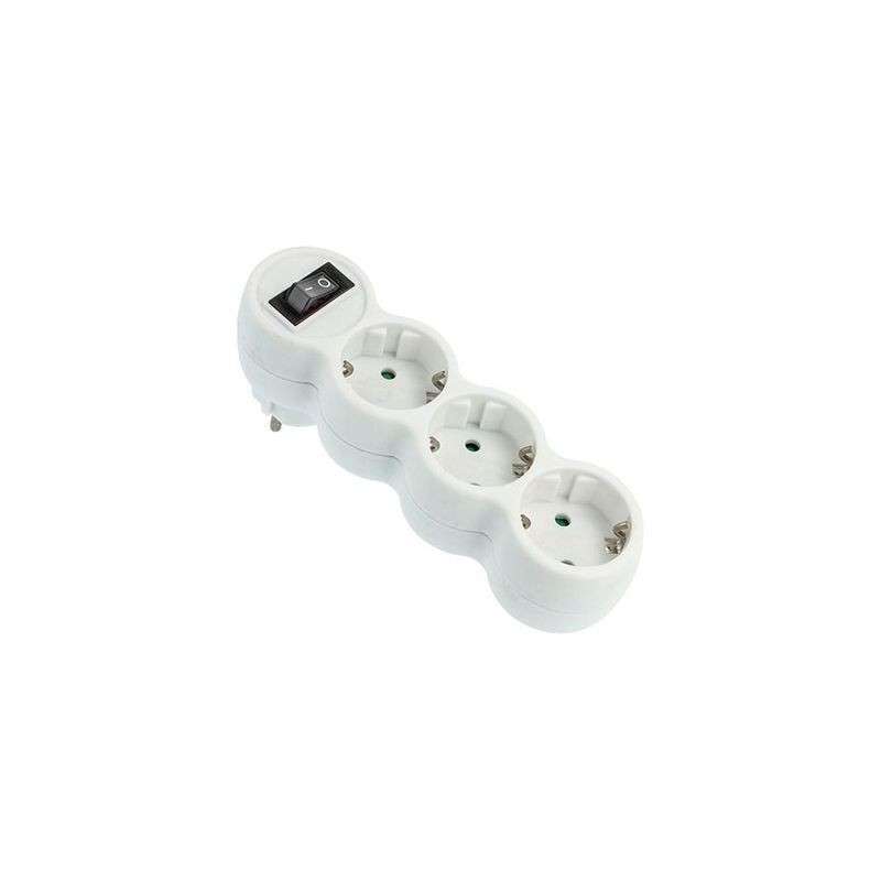 Triple schuko plug 250V 16A 3680W with switch 