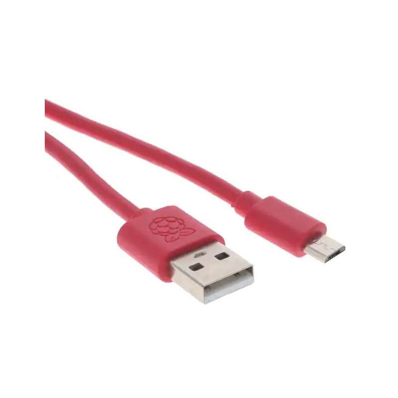 Cabo Raspberry Pi oficial USB Tipo-A para Micro-USB - Vermelho 1m - Raspberry Pi SC0557