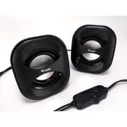 USB 2.0 6W Mini Speakers - 3.5mm Jack Connector - Cable Control - Black Color Equip Life