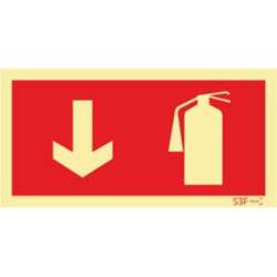 Photoluminescent sign board for ''arrow'' fire extinguisher - 200x100mm