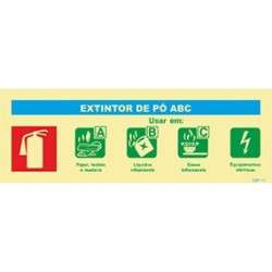 Photoluminescent sign board for ABC powder extinguisher - 240x85mm