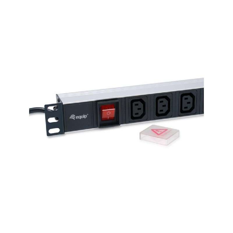Aluminum Power Strip with 8 C13 Sockets for 19" Rack Mounting - On/Off Switch - 1.80m Cable - Equip