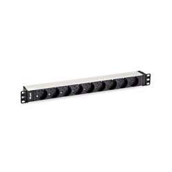 Aluminum Power Strip with 9 Shucks for Rack Mounting 19" 1U - 1.80m Cable - Equip