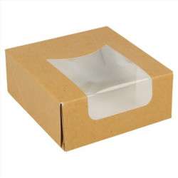 Caja Cartón Kraft con Ventana 10x10x4cm 50un