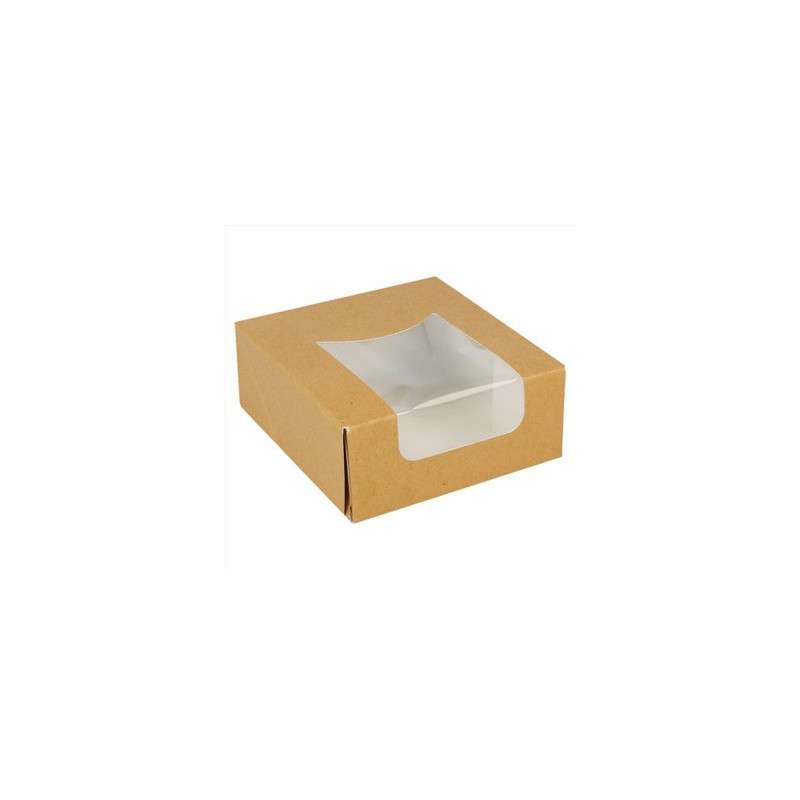 Caja Cartón Kraft con Ventana 10x10x4cm 50un