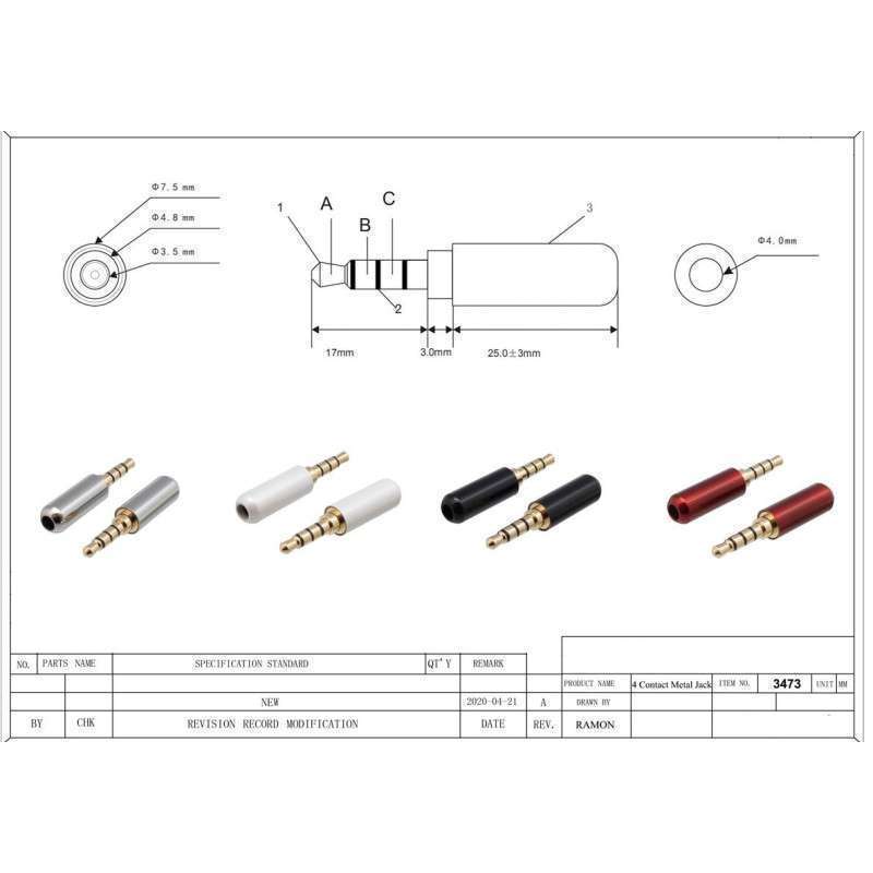 Cable Jack 3.5 Macho-Hembra 4 Pin Blanco