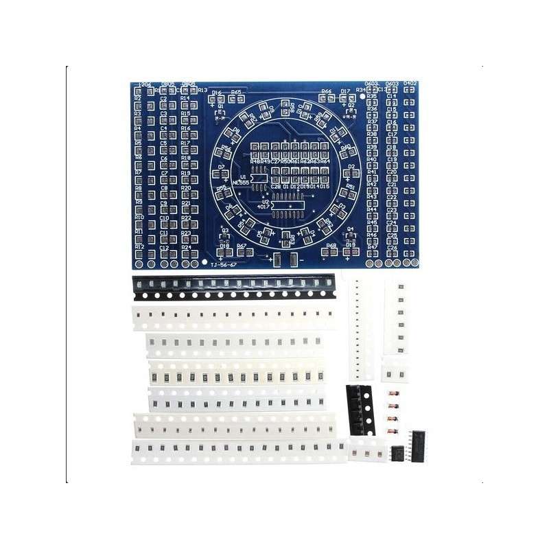 kit placa de practica de soldadura electronica con circuito LED giratorio
