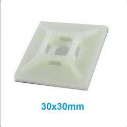 Base adhesiva blanca 30 x 30 mm para brida de 5 mm (20 uds)