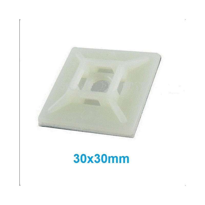 Base adesiva branca 30 x 30 mm para abraçadeira de 5 mm (20pçs)