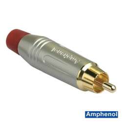 Conector RCA metal Macho rojo para cable - Amphenol ACPR-SRD  