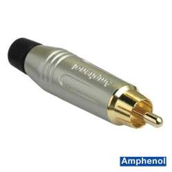 Conector RCA metal Macho negro para cable - Amphenol ACPR-SBK
