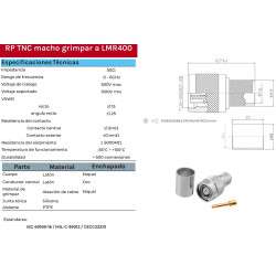 TNC R/P male crimping plug for LMR400 cable