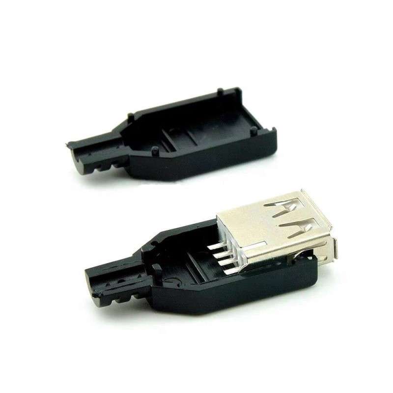 Ficha USB  hembra para soldar negra