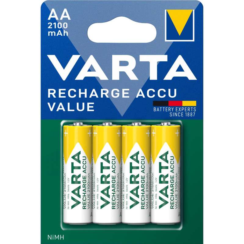 Baterías recargables 1,2V 2100mAh Ni-Mh - AA [4 unidades] - VARTA