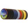Set of 10 PVC insulating tapes (various colors) 10 mx 15 mm x 0.13 mm