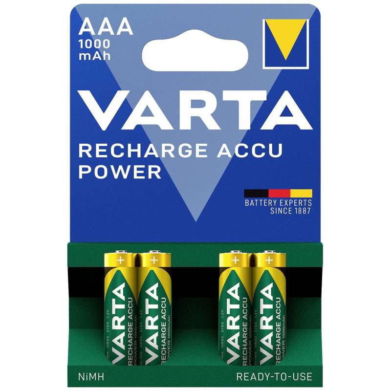 Pila Recargable Varta AAA 1,2V 1000mAh Blíster 4 Unidades