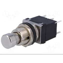 Botão de pressão monoestável ON-(ON) 250VAC 1.5A (6 pinos) metálico - Ninigi PS24212P