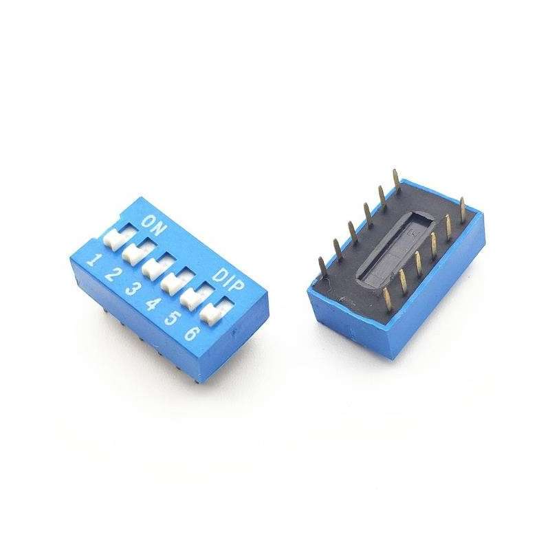 Interruptor DIP (DIP-switch) 6 vias ON-OFF RM2.54mm