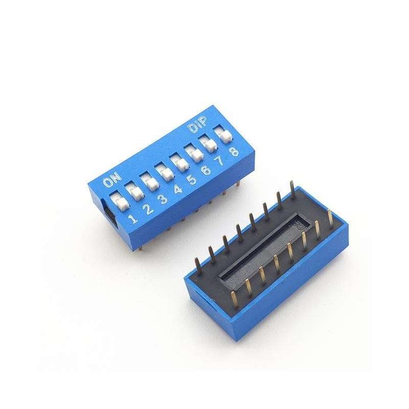 Interruptor DIP (DIP-switch) 8 vias ON-OFF RM2.54mm