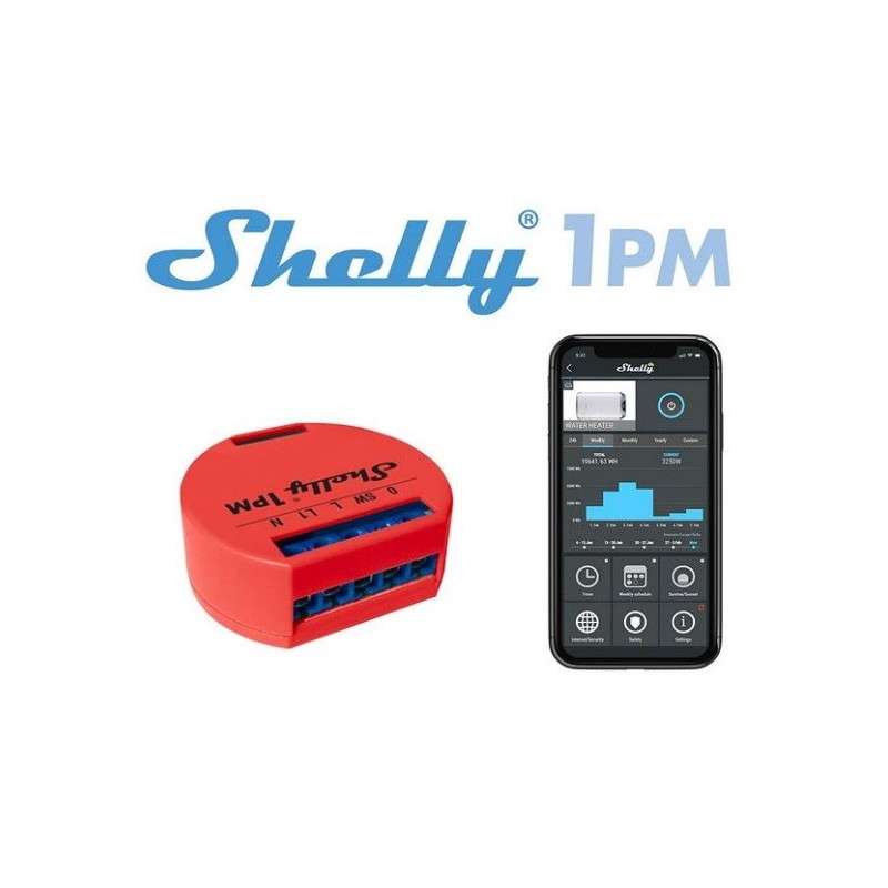 Módulo de conmutación para automatización Wifi con contador de consumo 110..230V 16A - Shelly 1PM