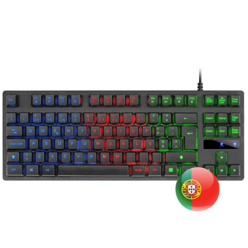 Portuguese USB  Keyboard Mars Gaming MK02 TKL H-MECHANICAL RED RGB Black