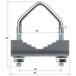 Short clamp clamp for mast (max Ø50mm) - M8x100mm