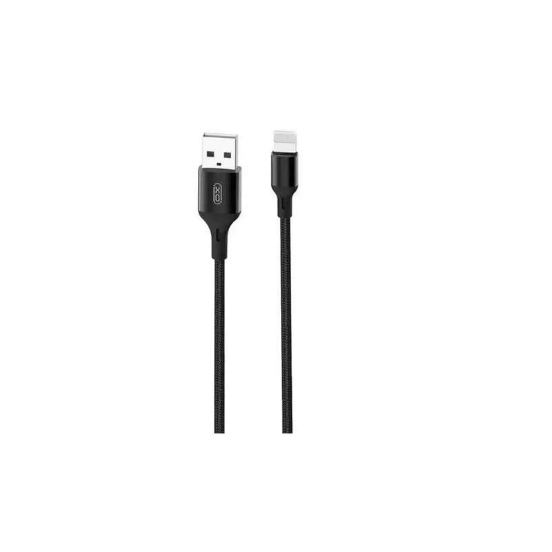 Cable USB-A - Lightning 2.4A - con revestimiento de nailon - negro - 1,0m - XO NB143