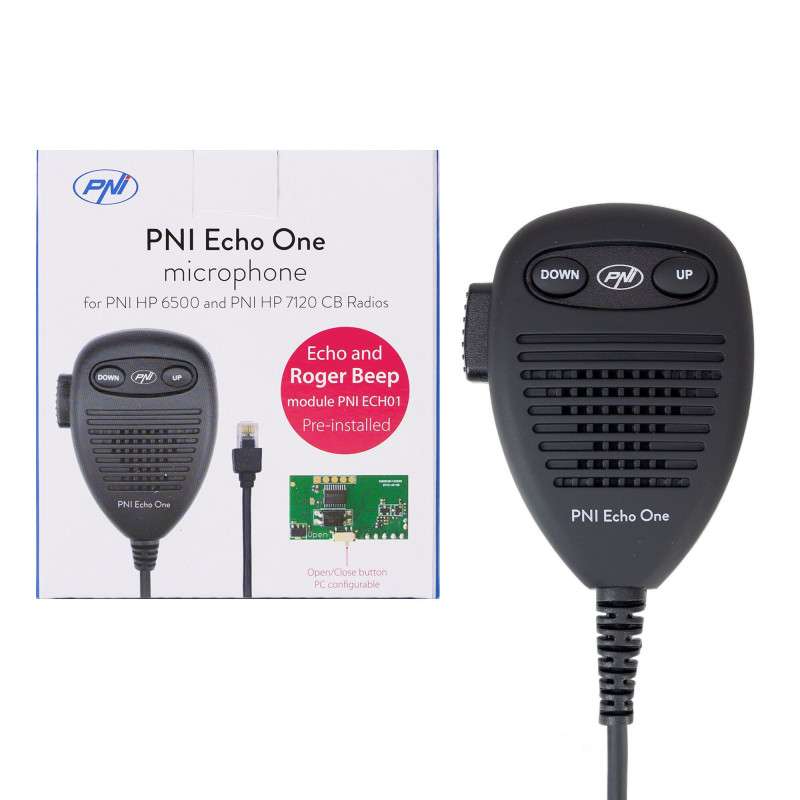 Microfone PNI Echo One para PNI HP 6500 e PNI HP 7120 com modo de eco ajustável e roger beep programável