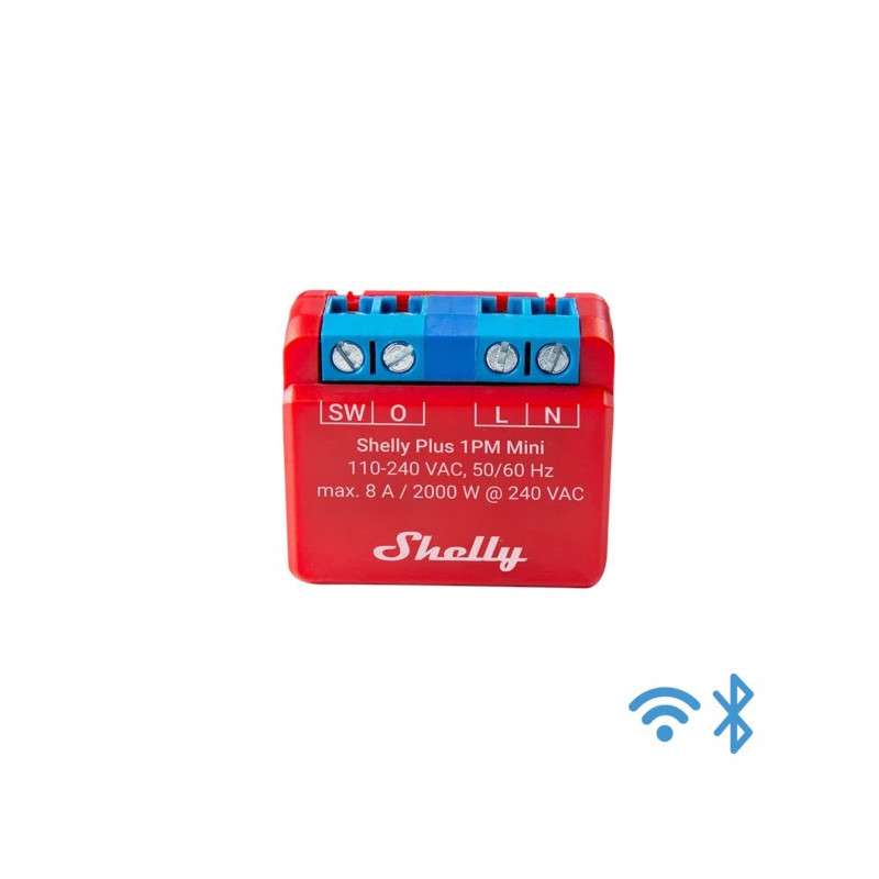 Mini módulo de conmutación para automatización WiFi con medida de energía 110/240VAC - 8A - Shelly Plus 1PM Mini