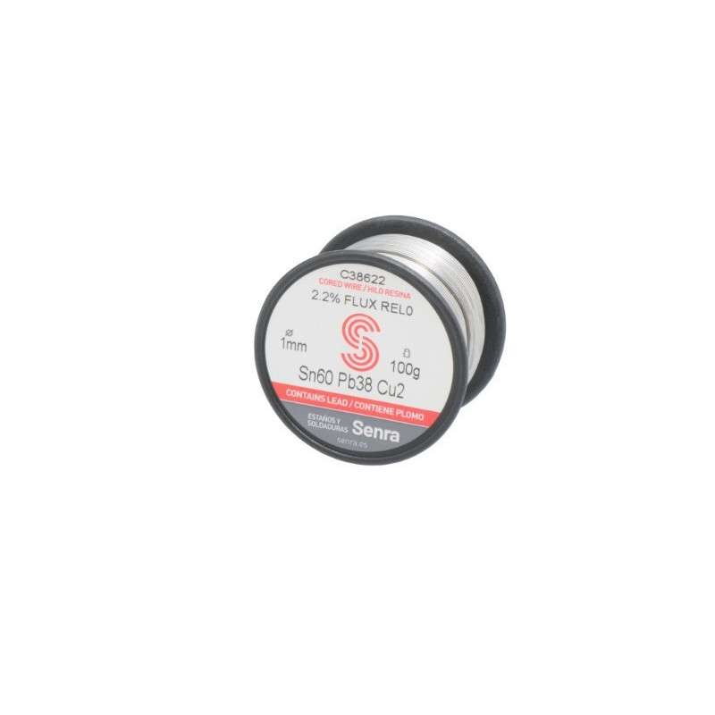 Carrete de Estaño SENRA Sn60Pb38Cu2 1,0 mm 100 g Flux REL0