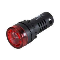 Red LED indicator 29 mm, 230V with buzzer