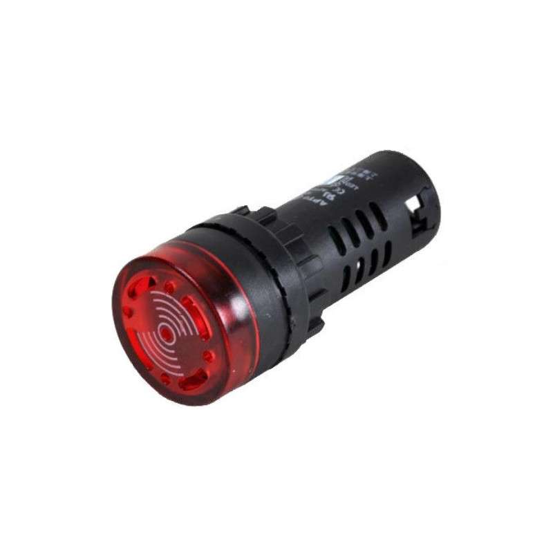 Red LED indicator 29 mm, 12V with buzzer