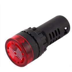 Red LED indicator 22 mm, 12V with buzzer