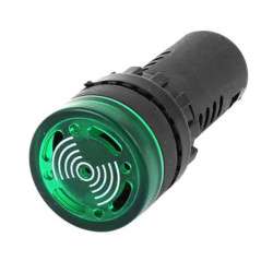 Indicador LED Verde 22 mm, 220V con zumbador
