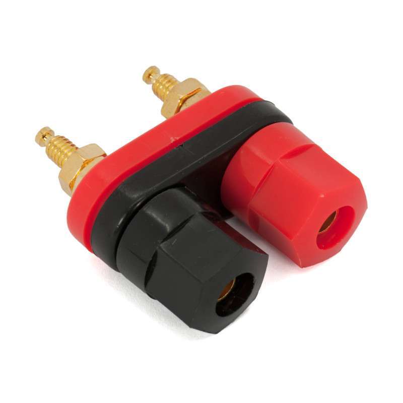 Conector banana hembra doble de panel (Rojo / Negro) Dorado