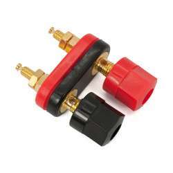 Conector banana hembra doble de panel (Rojo / Negro) Dorado