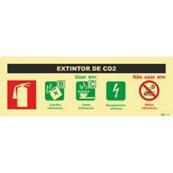 Photoluminescent sign board for CO2 fire extinguisher - 240x85mm