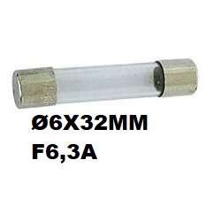 Fast glass fuse Ø6x32mm F6,3A 250VAC